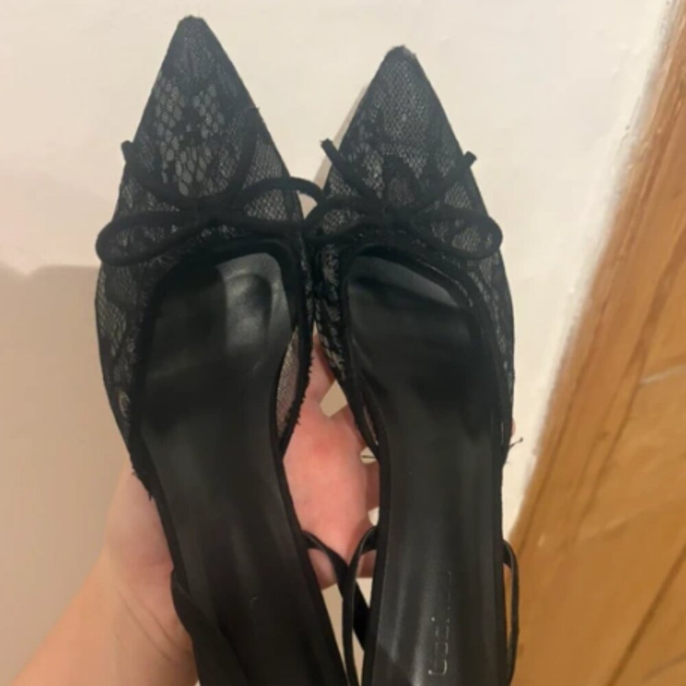 Black lace heels
